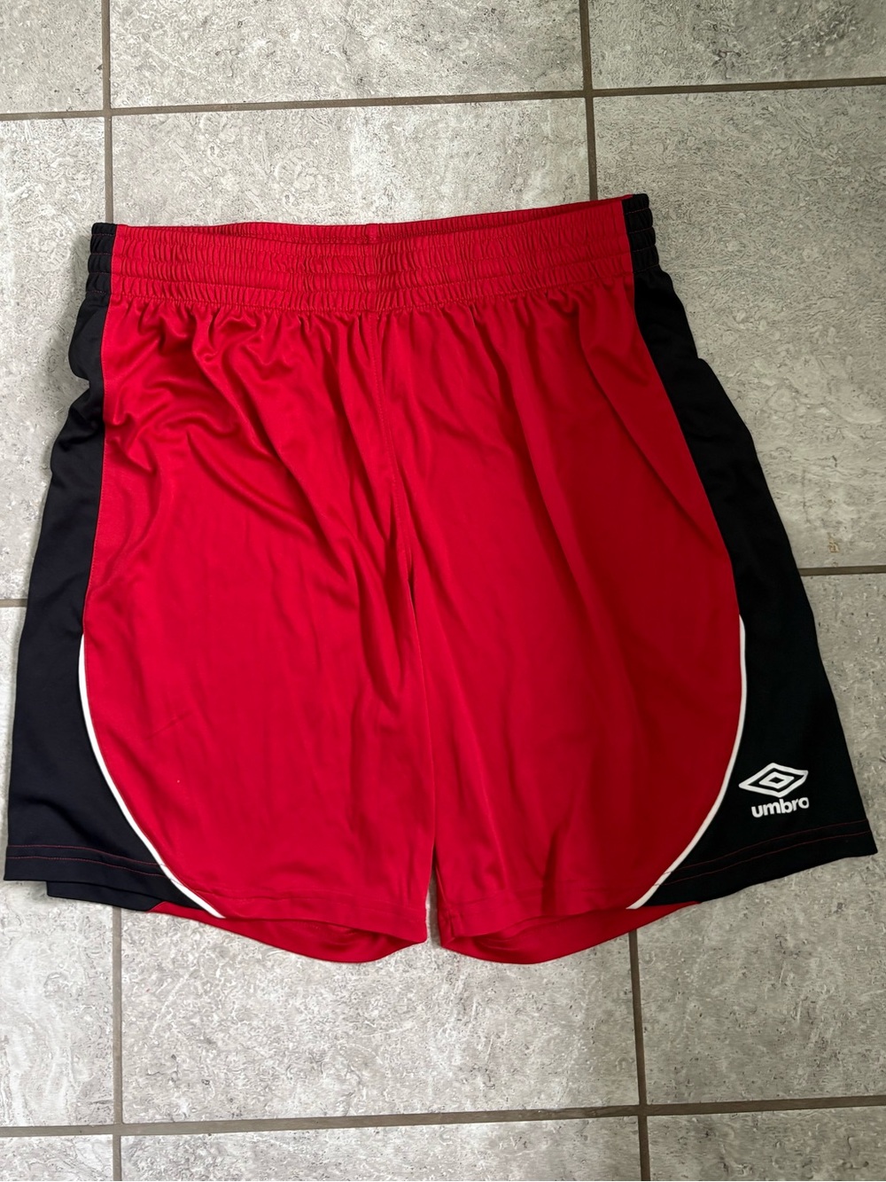 Umbro Red Athletic Shorts with Black Side Panels